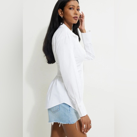 Dynamite Cinched Waist Poplin Shirt - Picture 3 of 9